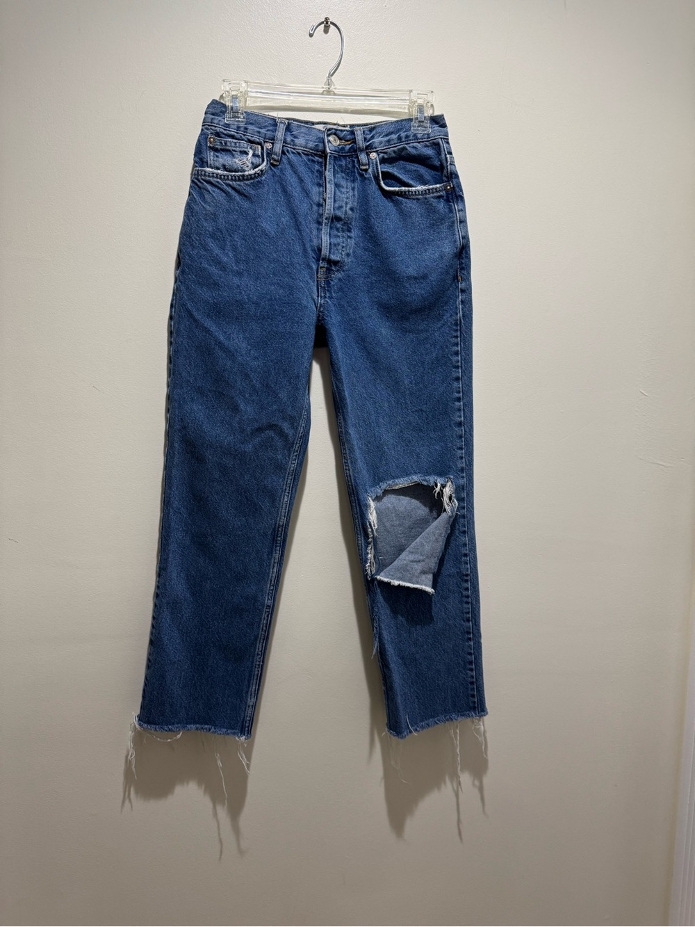 We The Free Distressed High Rise Straight Leg Jeans Size 26